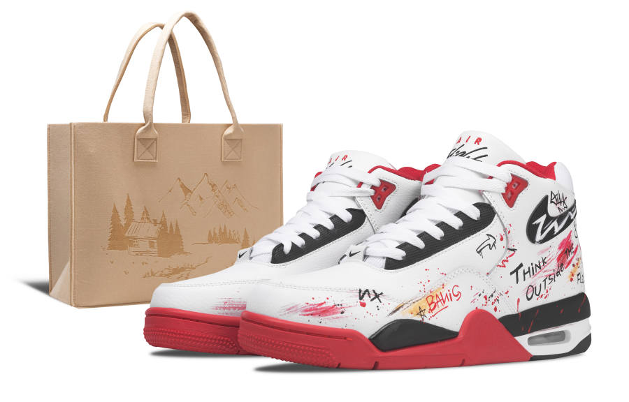 Nike Nike Flight Legacy Spray Graffiti, Shopping Bag Slip Resistant Mid top Vintage Basketball Shoes Unisex