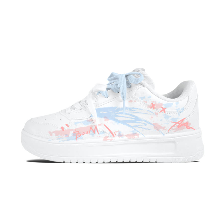Anta Easy Graffiti Blue Hook Abrasion Resistant Lightweight Slip Resistant Low top Skateboard Shoes Unisex
