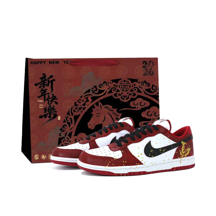 Nike Nike Big Cushioning, Wear Resistant Low top Skateboard Shoes Men's Red Black Gold