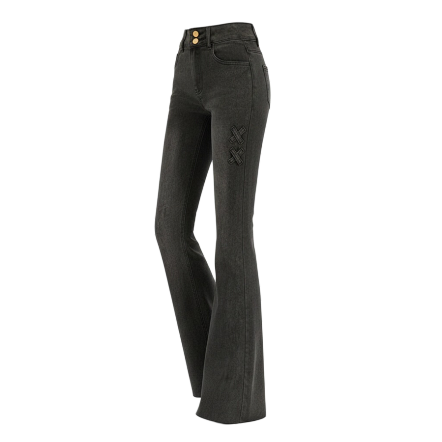 Sugarfunk Sugarfunk Jeans Women's Black Fleece Lined Moderate Flared Pants