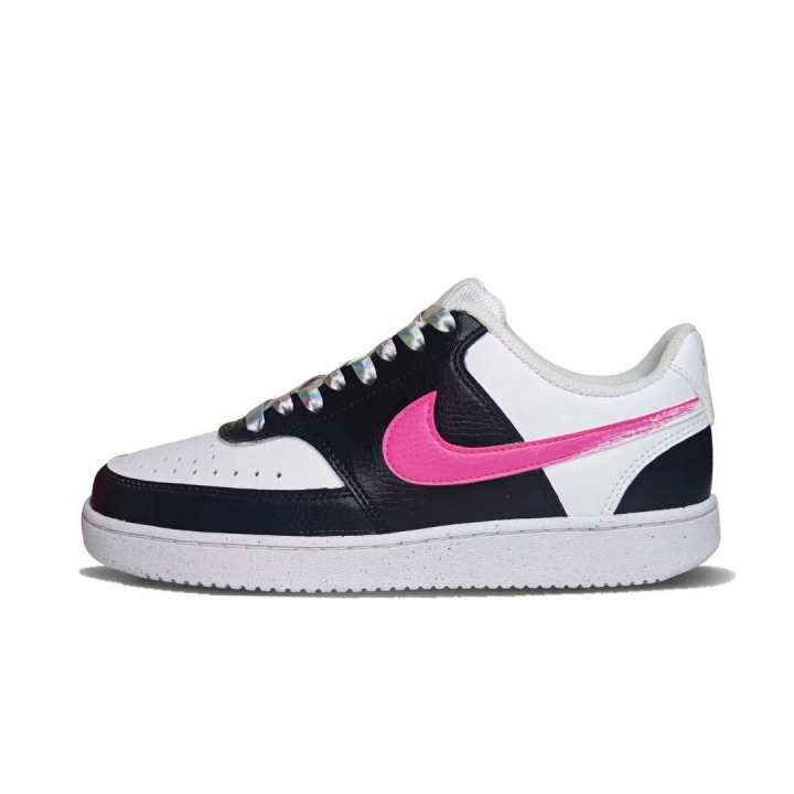Nike Nike Court Vision 1 Slip Resistant Low top Skateboard Shoes Unisex Black White Pink