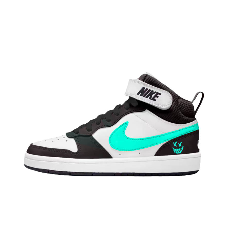 Nike Nike Court Borough 2 Contemptuous Leather Abrasion Resistant Slip Resistant Mid top Skateboard Shoes Cyan Teenagers