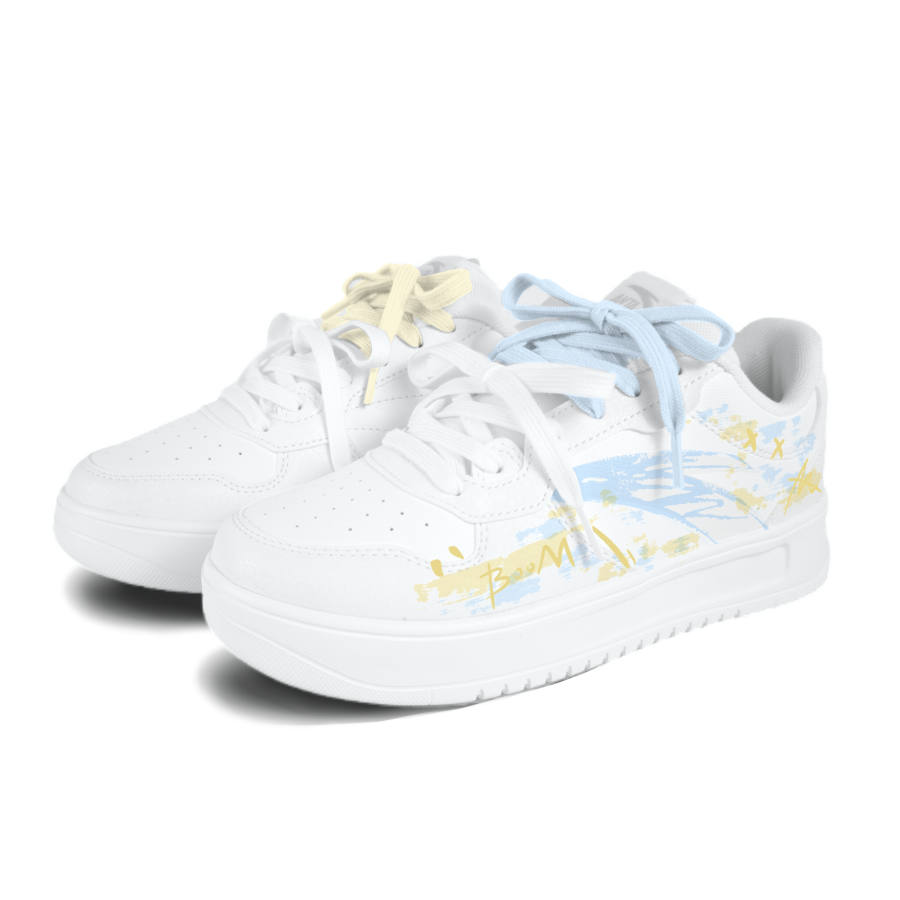 Anta Easy Yellow Blue Hook Mismatched Low top Skateboard Shoes Unisex
