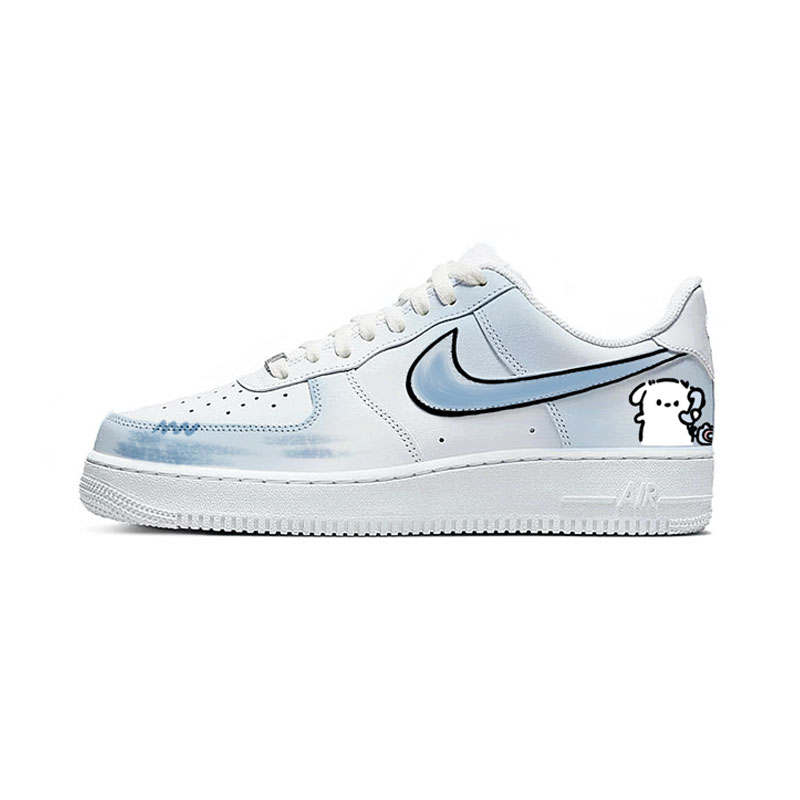 Nike Nike Air Force 1 Love And Puppy, Couple, Premium Aesthetic, Hand Drawn Abrasion Resistant Abrasion Resistant Low top