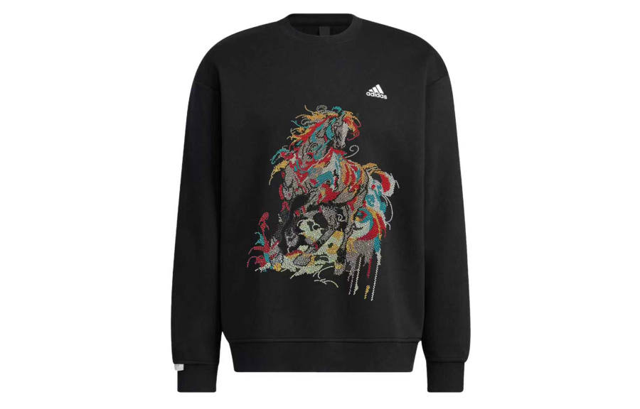 Adidas Adidas LABEL Sweatshirts Unisex Black Crew Neck Moderate