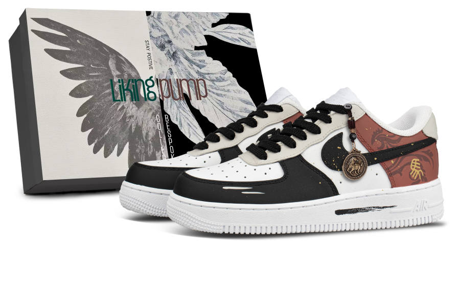 Nike Nike Air Force 1 Cow Leather Coverage Cushioning Abrasion Resistant Low top Skateboard Shoes Unisex Red