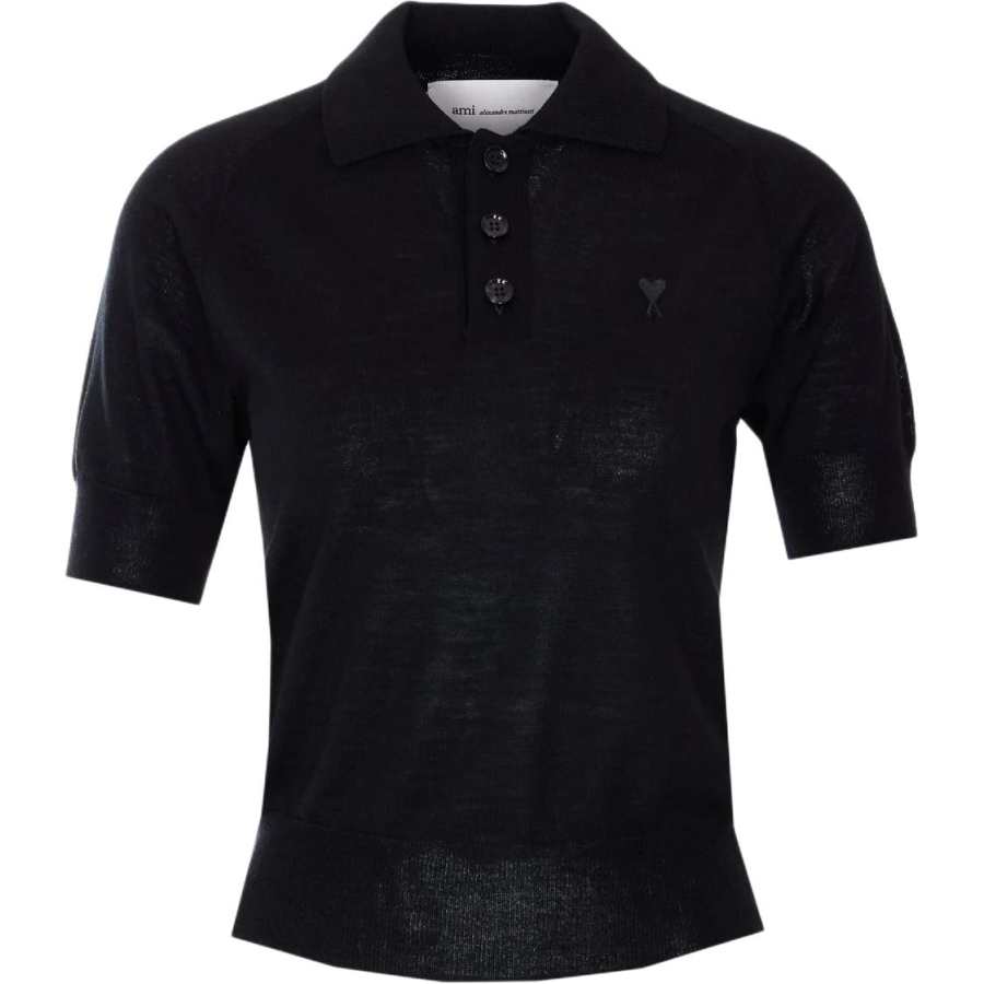 Amiparis Paris Logo Embroidered Knitted Polo Top