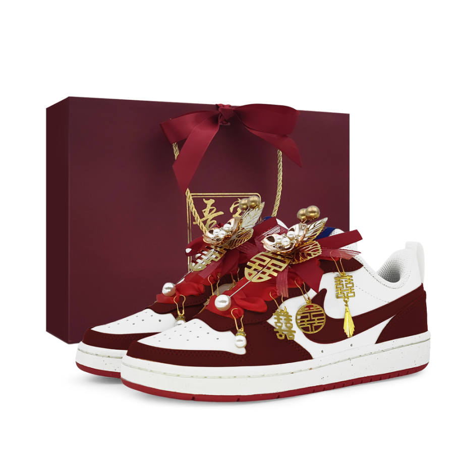 Nike Nike Court Borough Cushioning Abrasion Resistant Slip Resistant Low top Skateboard Shoes Unisex Burgundy