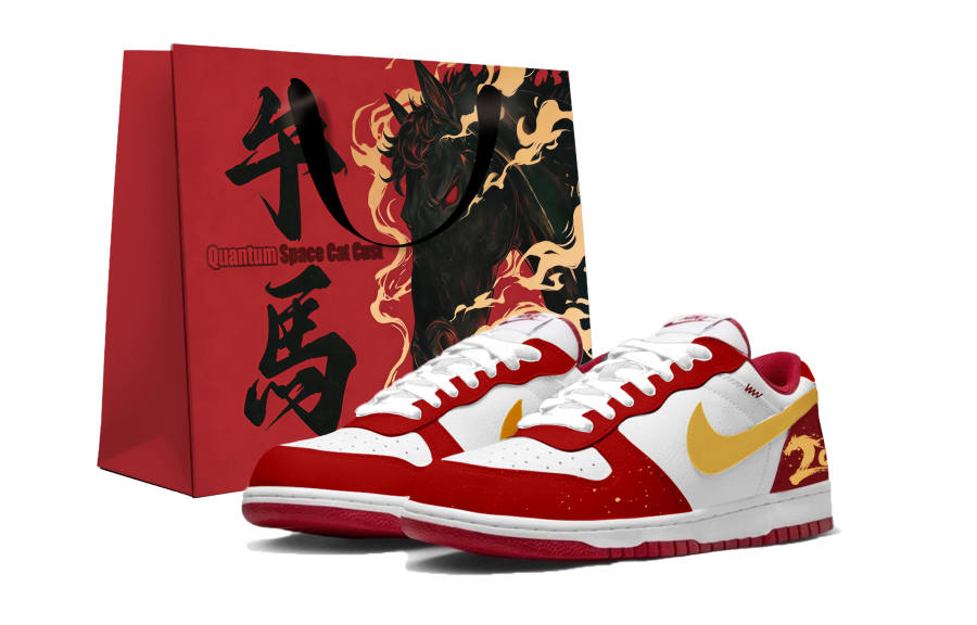 Nike Nike Big Fu Ma Ha Shè, Shopping Bag Abrasion Resistant Breathable Low top Skateboard Shoes Men's Red Gold
