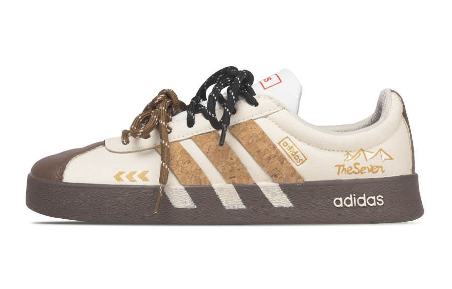 Adidas Adidas VL COURT 2.0 Slip Resistant Abrasion Resistant Low top Skateboard Shoes Unisex Beige Brown