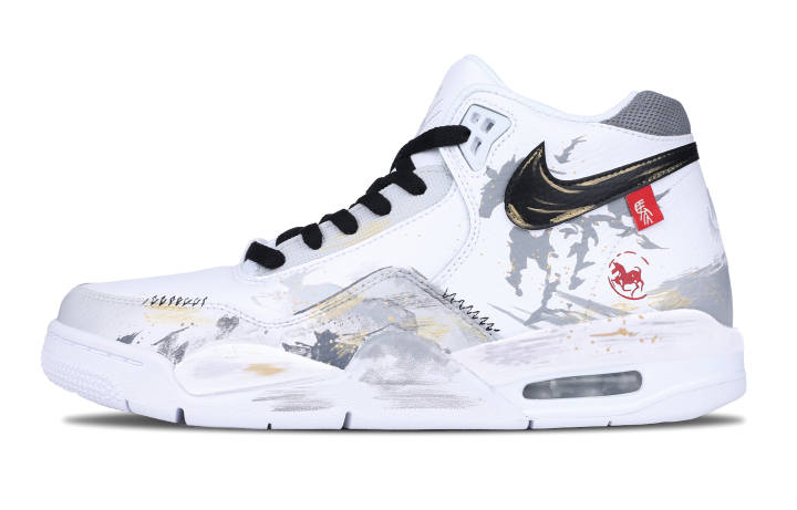 Nike Nike Flight Legacy Norman's White Horse Abrasion Resistant Slip Resistant Mid top Vintage Basketball Shoes Men's