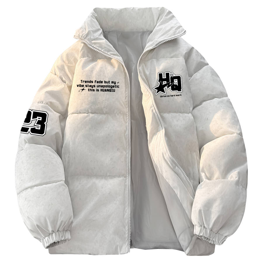 HUANQIU Puffer Jackets Unisex Stand Collar Fleece Lined Padded Puffer Jacket
