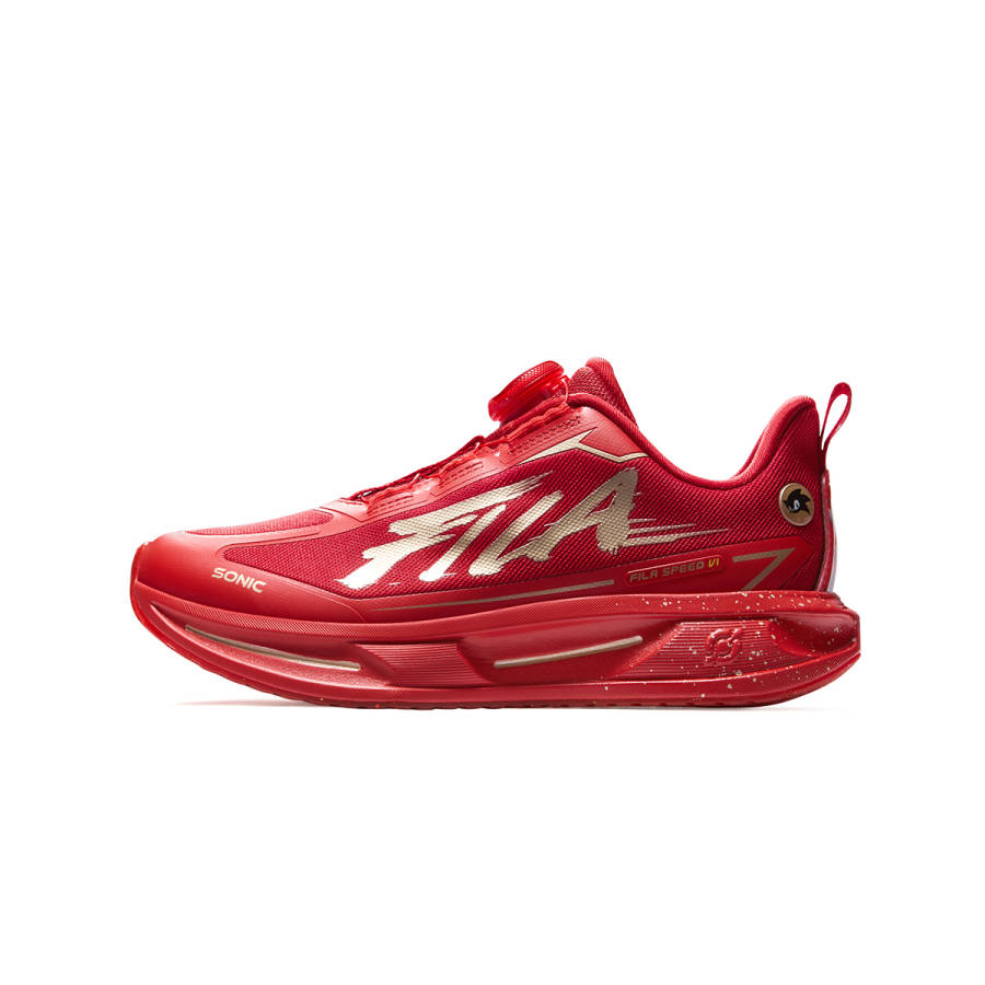 FILA KIDS SPEED 6 Fabric Abrasion Resistant Rebound Low top Kids' Running Shoes Dark Red/Fire Red Kids'