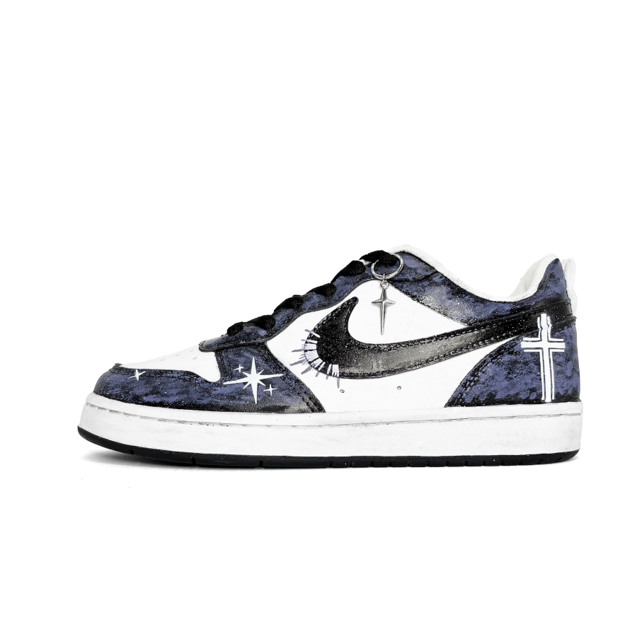 Nike Nike Court Borough Purple Moon River, Street, Hand Drawn Abrasion Resistant Slip Resistant Low top Skateboard Shoes