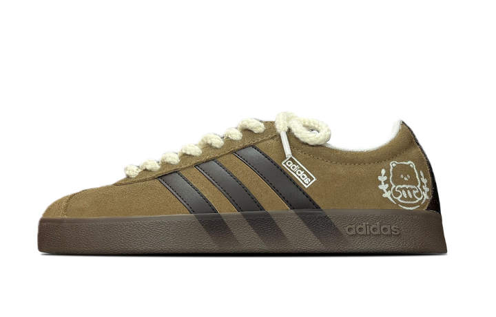 Adidas Adidas Vl Court Classic Caramel Toast Synthetic Leather, Split Cow Leather Moisture Wicking Abrasion Resistant Low top