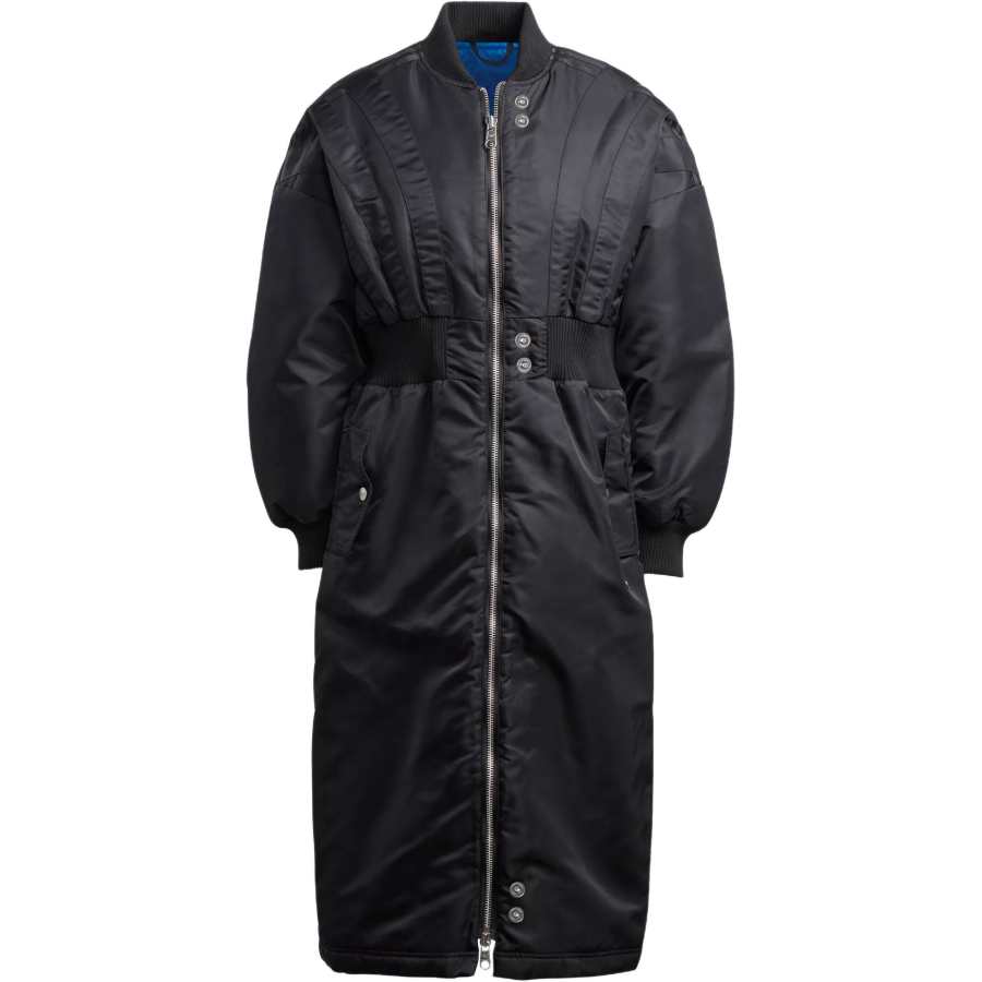 Adidas Originals Blue Version Collection Coats Women's Black Lapel Moderate Straight Fit