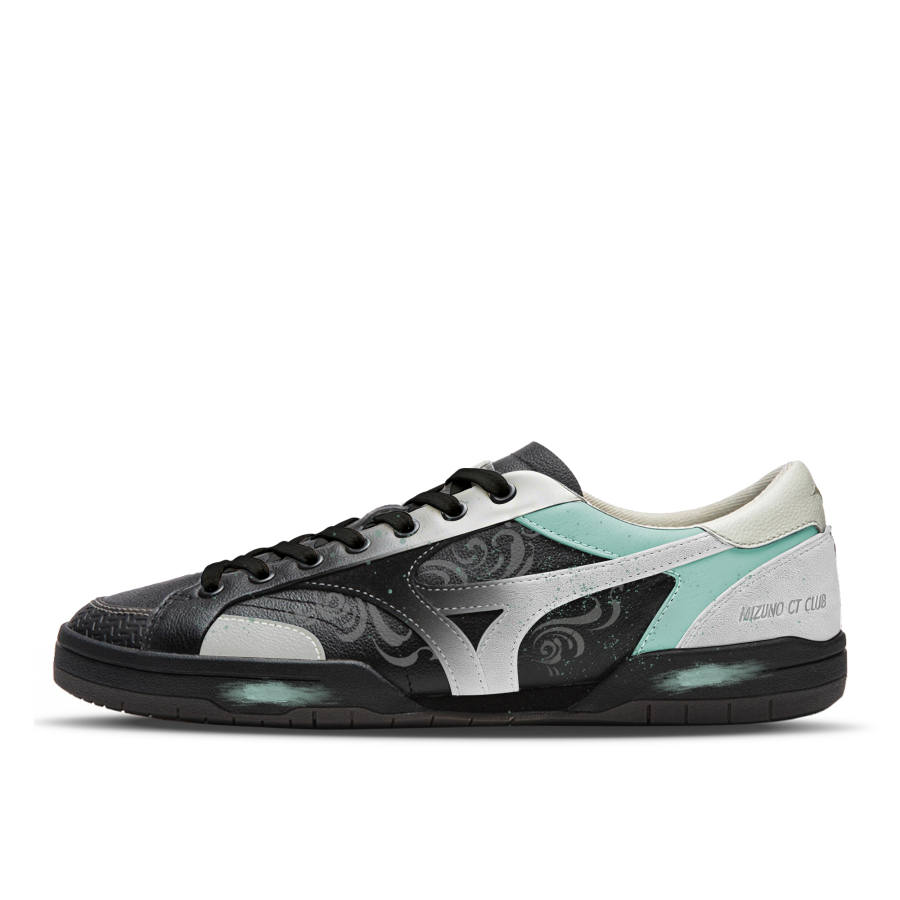 Mizuno CT CLUB Abrasion Resistant Slip Resistant Low top Skateboard Shoes Unisex Black And White Cyan