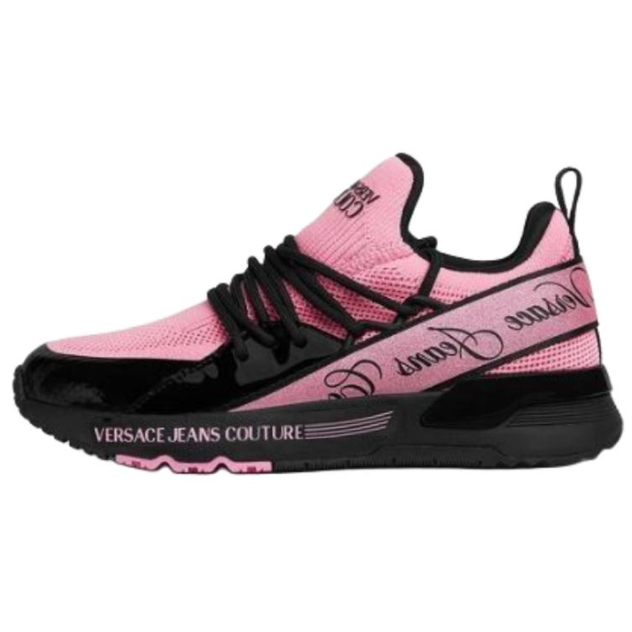 VERSACE JEANS COUTURE Low top Casual Shoes Women's Black & Pink