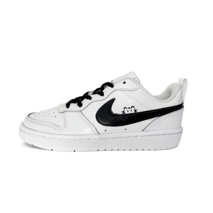 Nike Nike Court Borough 2 Dark Night Kitten Leather Slip Resistant Cushioning Abrasion Resistant Low top Skateboard Shoes