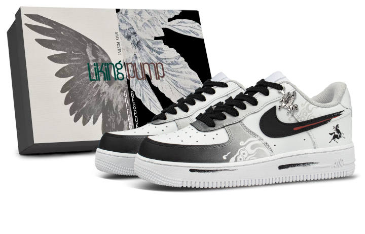 Nike Nike Air Force 1 Cow Leather Coverage Cushioning Abrasion Resistant Low top Skateboard Shoes Unisex Gray