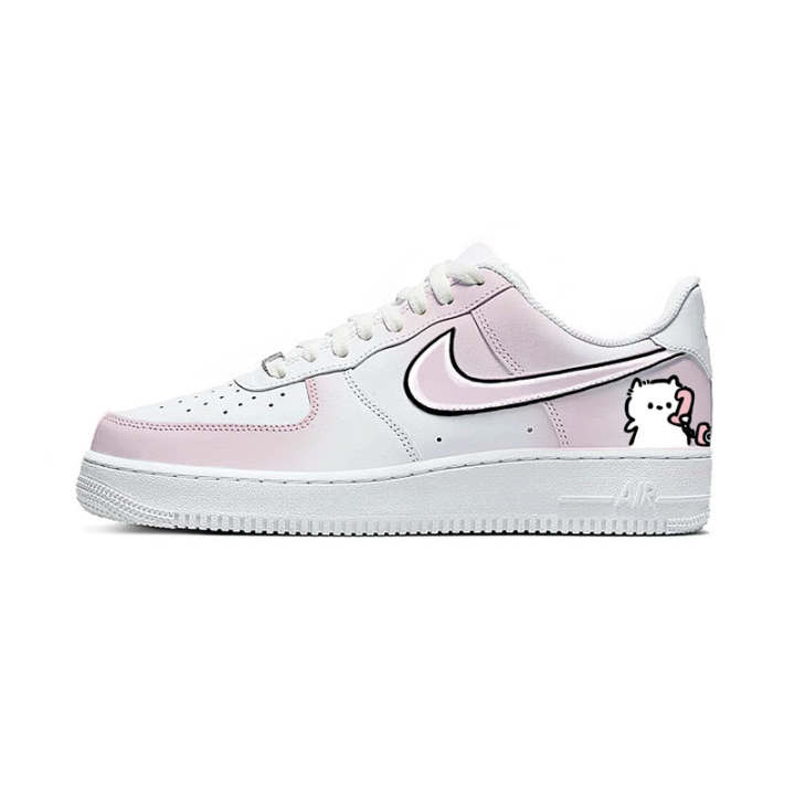 Nike Nike Air Force 1 Pink Love Kitten, Couple, Premium Aesthetic, Hand Drawn Abrasion Resistant Abrasion Resistant Low top