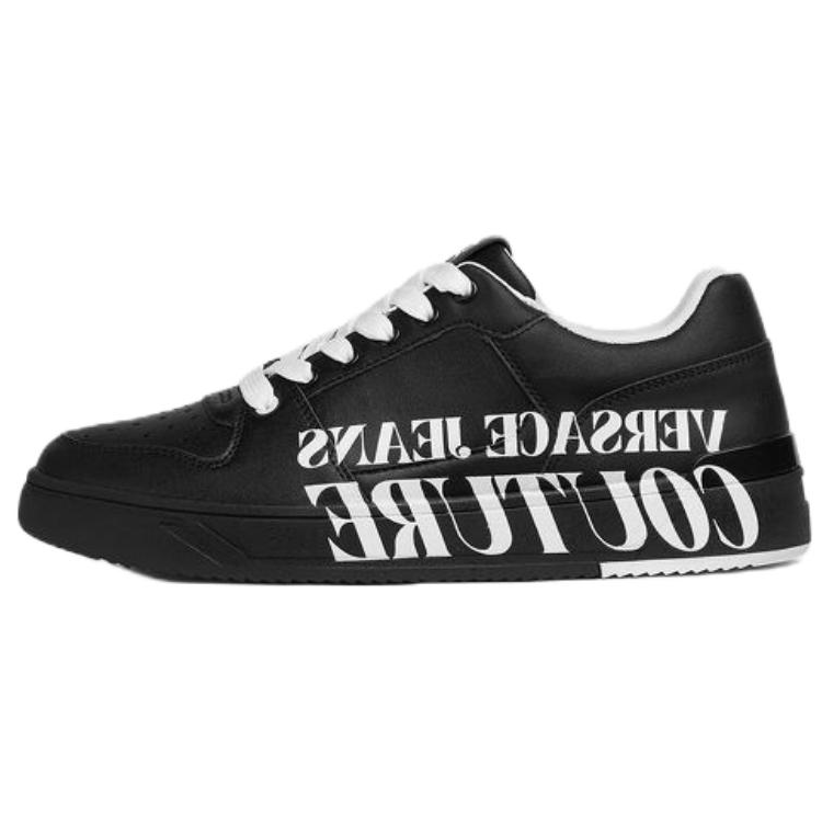 VERSACE JEANS COUTURE Cow Split Leather Low top Skateboard Shoes Men's Black