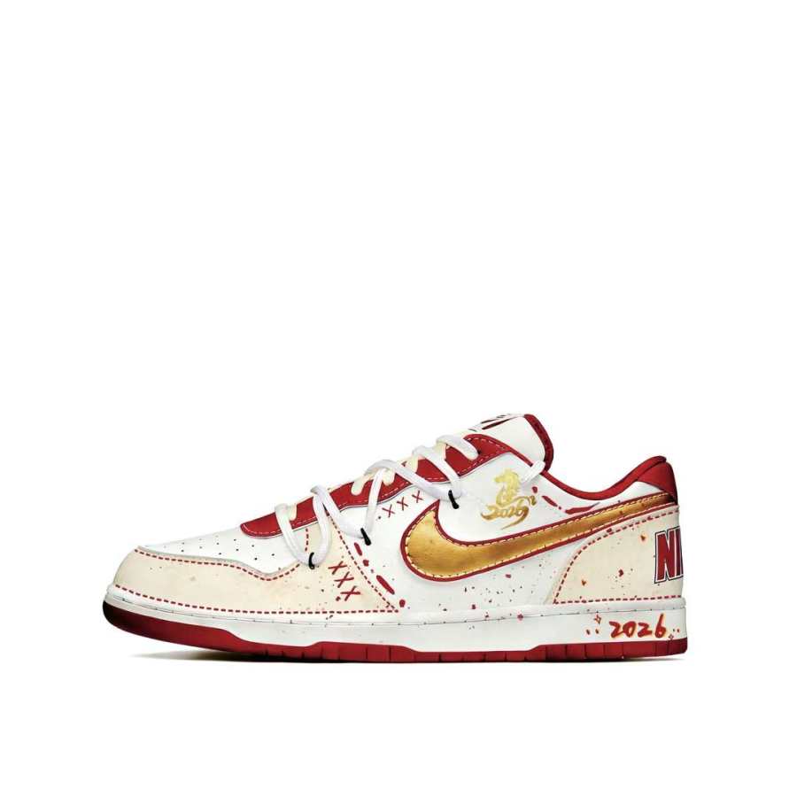 Nike Nike Big Cushioning Slip Resistant Low top Skateboard Shoes Men's White Red