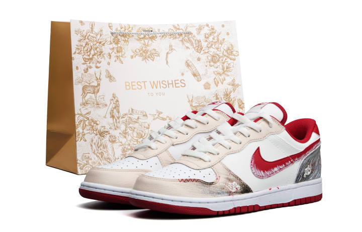 Nike Nike Big Fashion Trend Cushioning Abrasion Resistant Slip Resistant Low top Skateboard Shoes Men's Red White