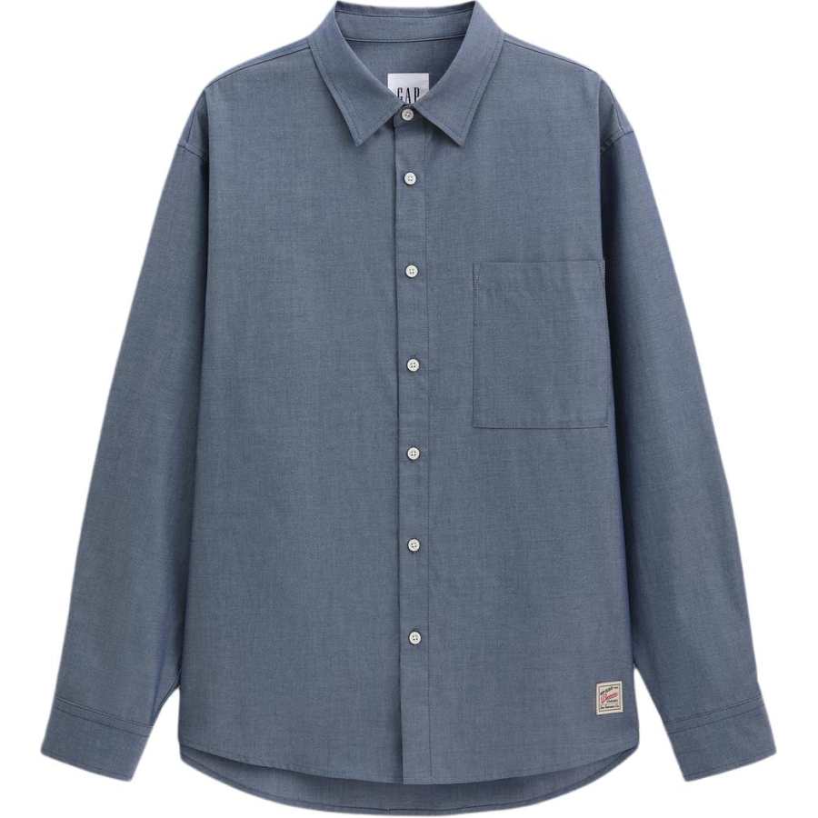 GAP GAP Shirts Men's Dark Blue Lapel Moderate Denim
