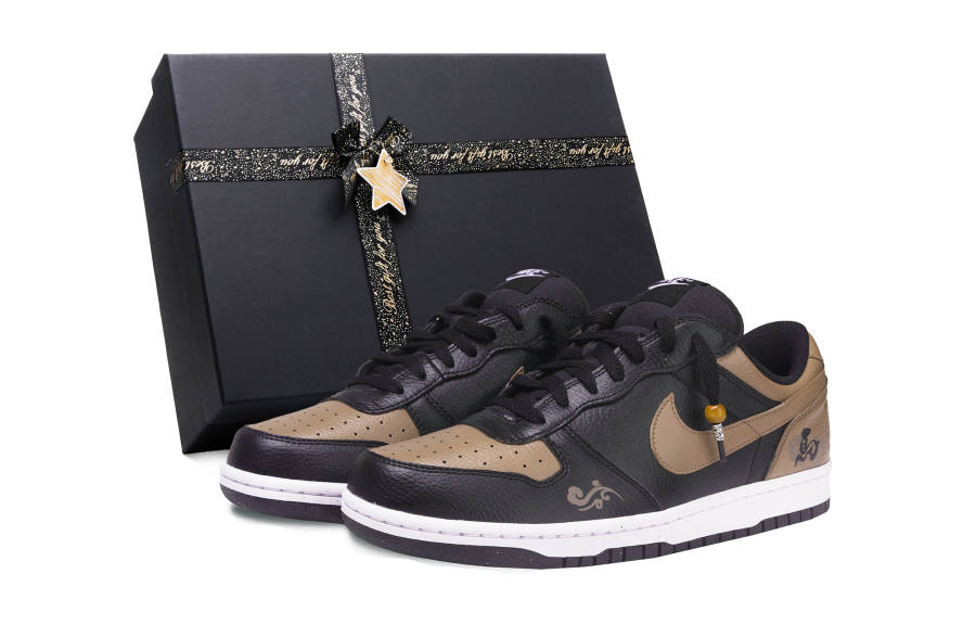 Nike Nike Big CNY Horse Year Limited Edition Abrasion Resistant Low top Skateboard Shoes Men's Black Brown