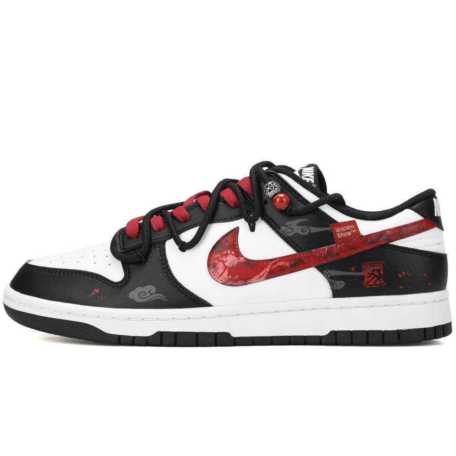 Nike Nike Dunk Red Horse Welcomes The Jubilee Abrasion Resistant Low top Skateboard Shoes Unisex Black Red