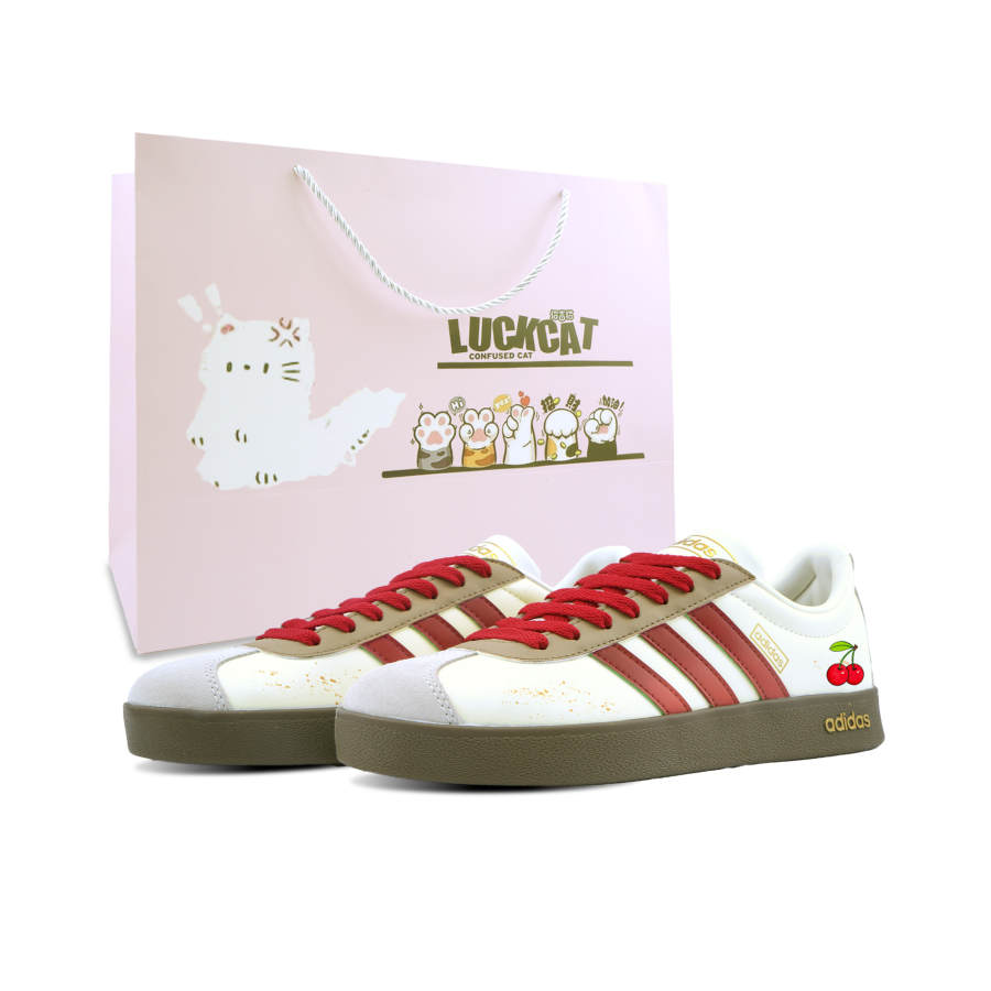 Adidas Adidas VL COURT 2.0 Red Cherry Blossom, Special Shopping Bag Abrasion Resistant Low top German Army Trainers Unisex Red