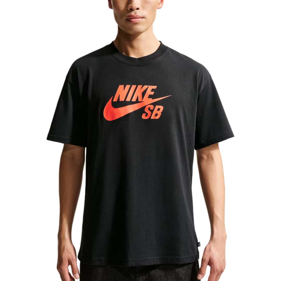 Nike Nike SB T Shirts Men's Black/Safety Orange Crew Neck Moderate
