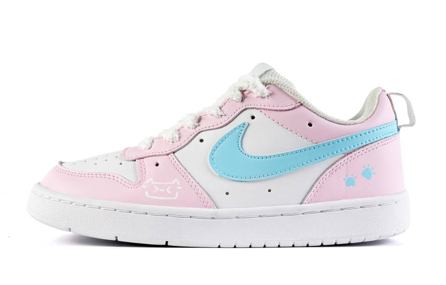 Nike Nike Court Borough Laimofang Box, Cloud Pink Cat Print Leather Cushioning Abrasion Resistant Slip Resistant