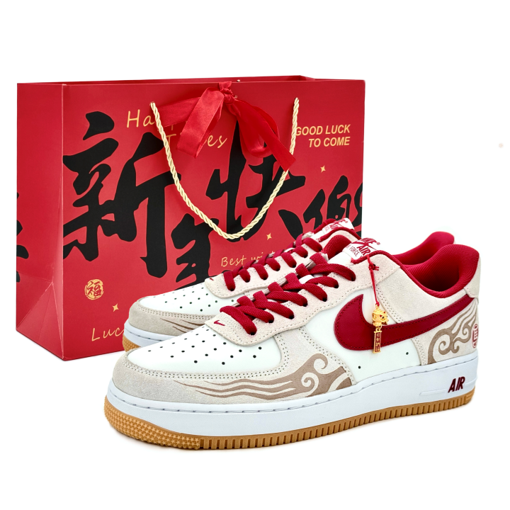 Nike Nike Air Force 1 Fire Cloud Horse, Shopping Bag Low top Skateboard Shoes Unisex Red White