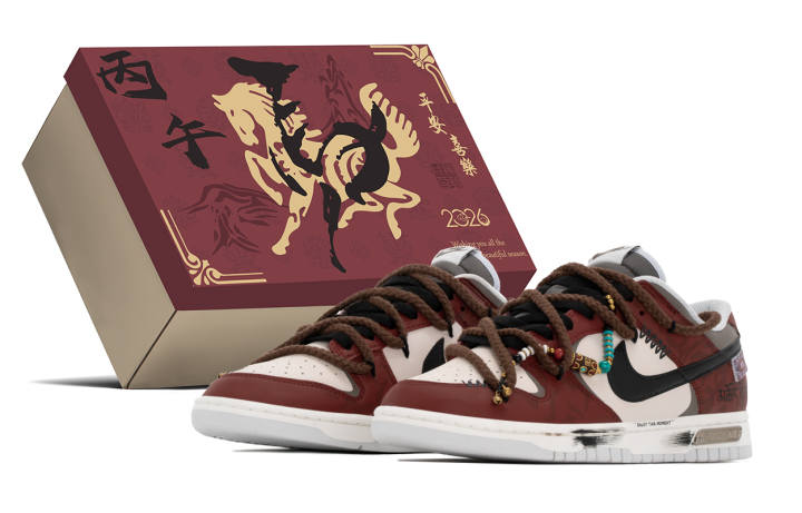 Nike Nike Dunk Box, Vintage, Ethnic Style, Star Low top Skateboard Shoes Men's Black Red