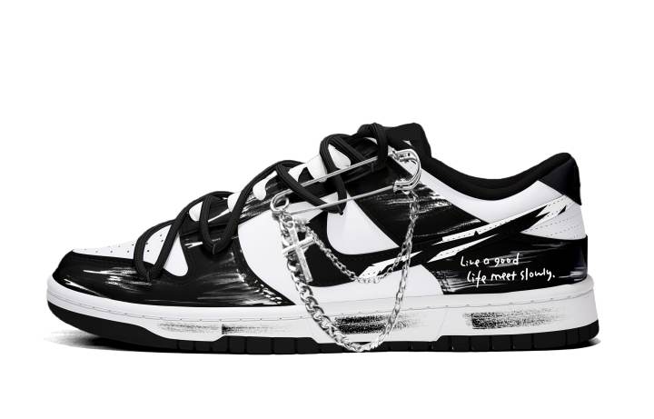 Nike Nike Dunk Blackthorn Abrasion Resistant Low top Skateboard Shoes Unisex Black White
