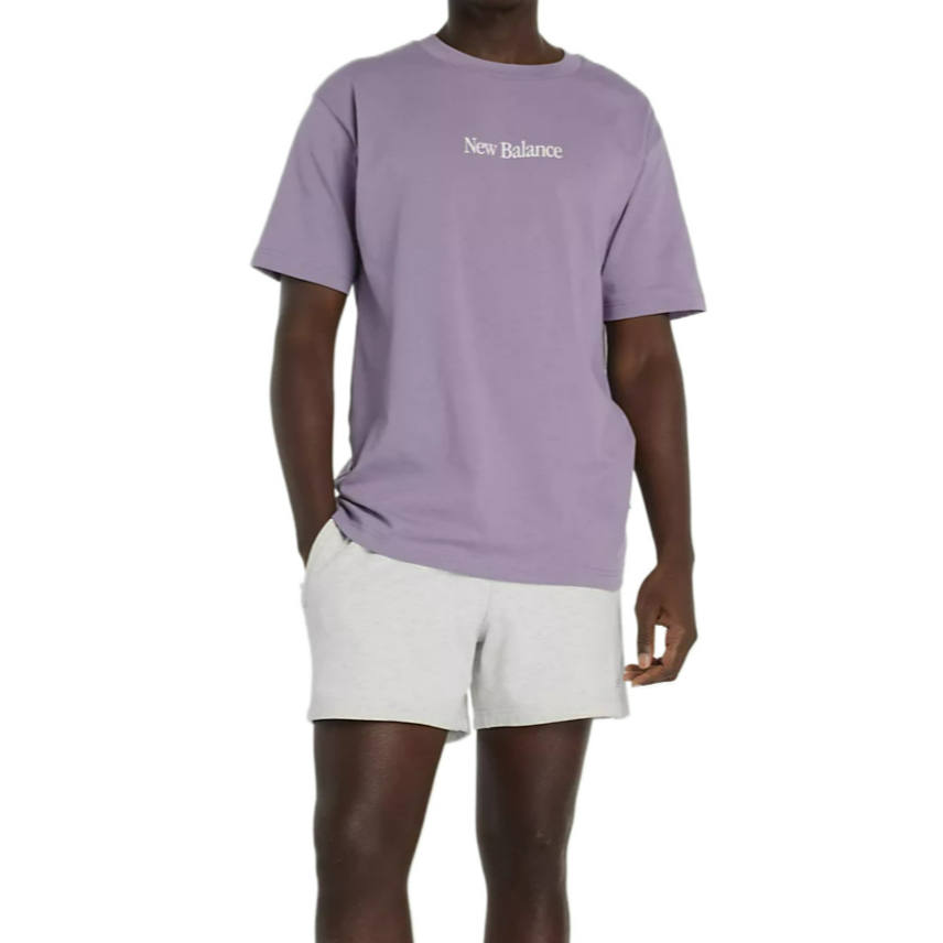 New Balance New Balance T Shirts Men's Preserved Violet Crew Neck Moderate Straight Fit