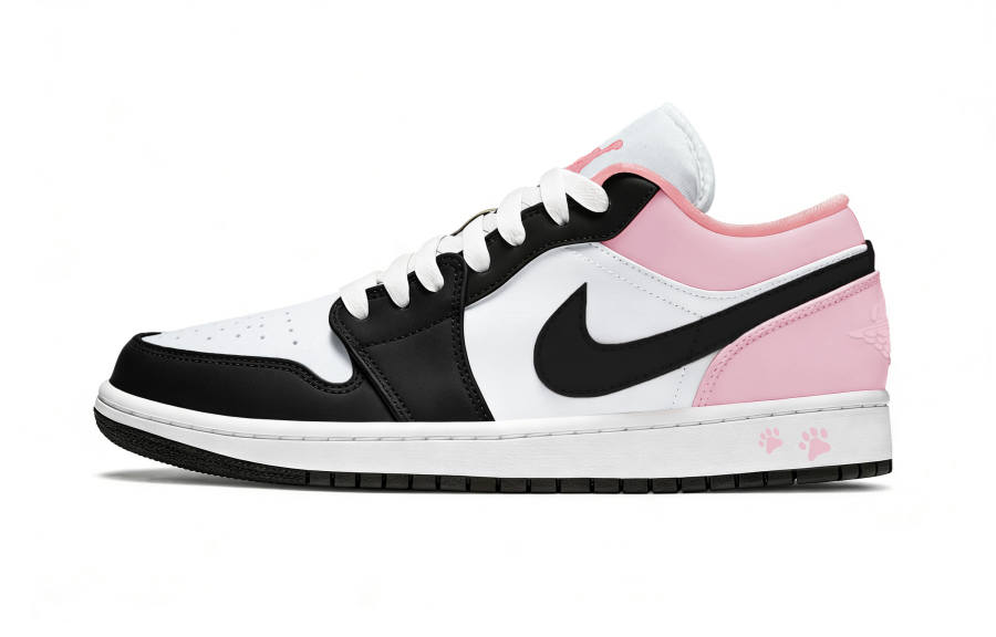 Jordan Jordan Air Jordan 1 Leather Low top Children's Basketball Shoes Black Pink Teenagers