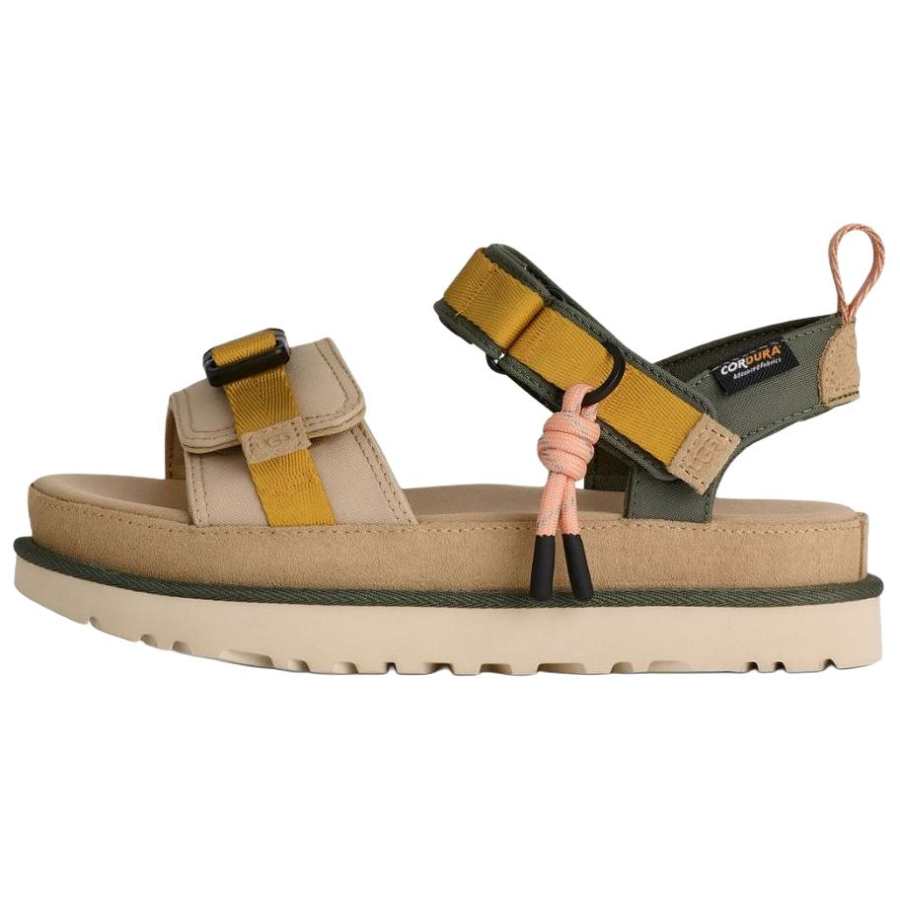 UGG Golden Family Cow Split Leather Beach Sandals Women's Sandy Brown