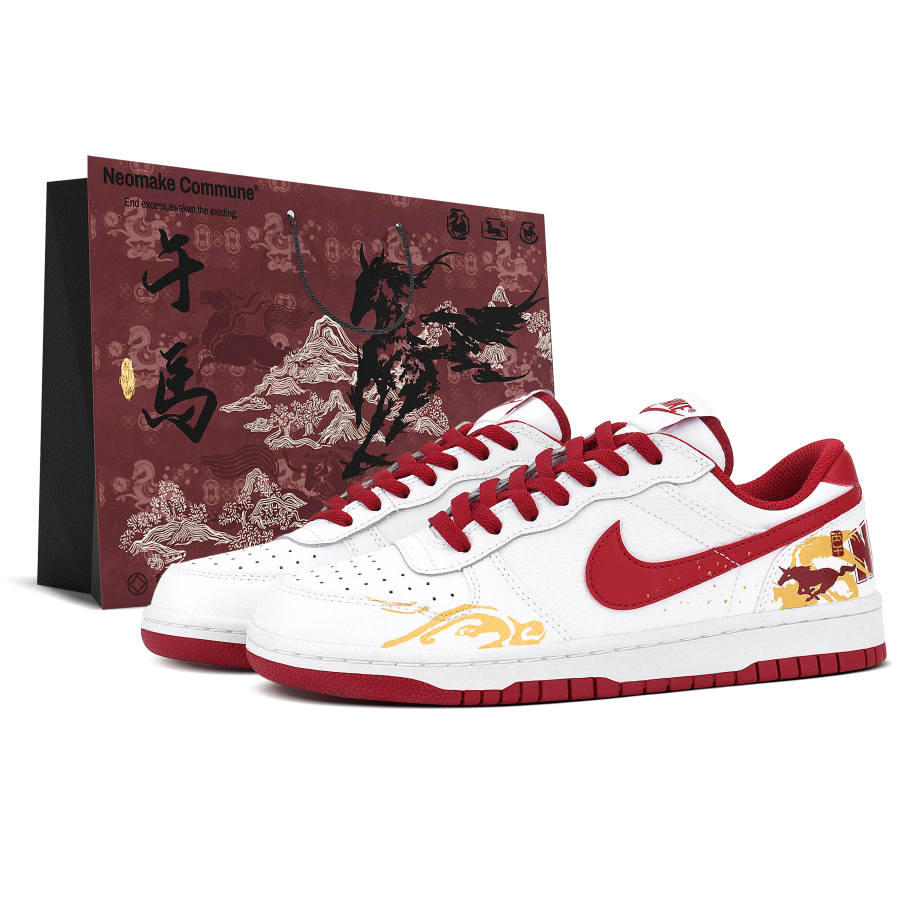 Nike Nike Big Low Lu Low top Skateboard Shoes Men's Red White Gold