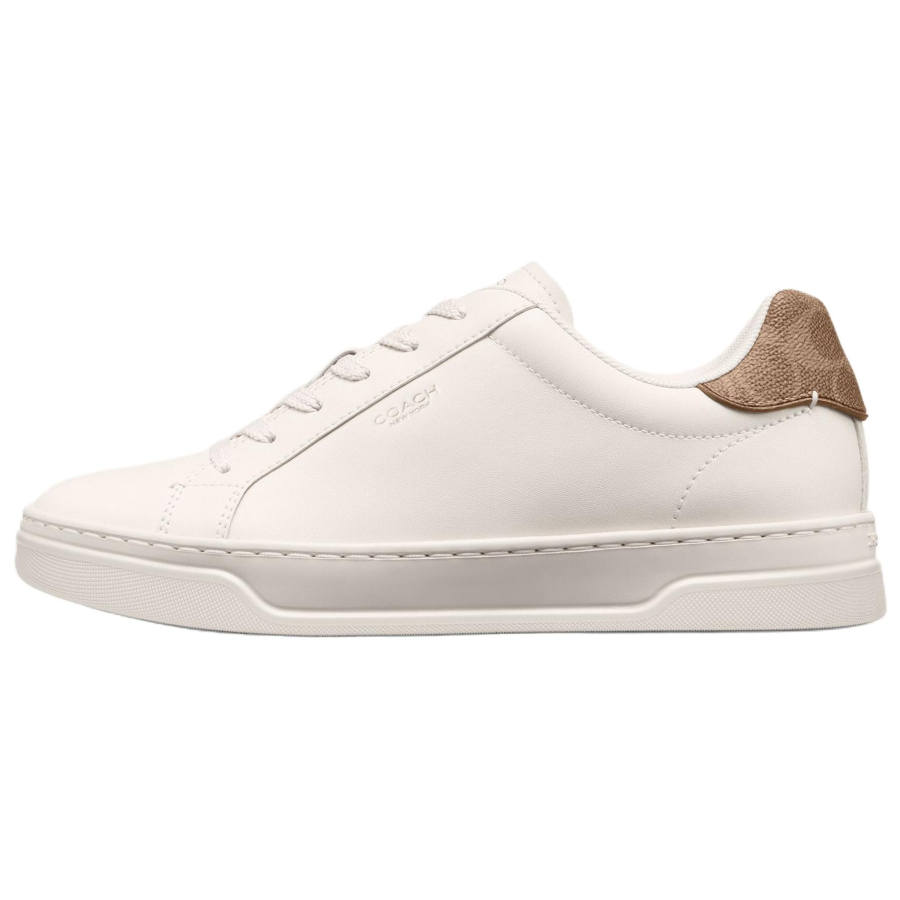 COACH Highline Low top Skateboard Shoes Women's Chalk White & Brown Khaki