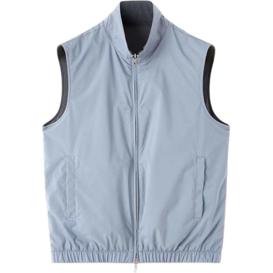 Loro Piana Vests Men's Misty Cloud Gray/Harbor Gray Stand Collar Moderate Other