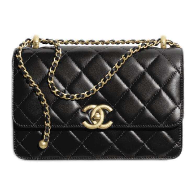 CHANEL CHANEL Small Size 24C Flap Bag With Adjustable Strap Black AS2649