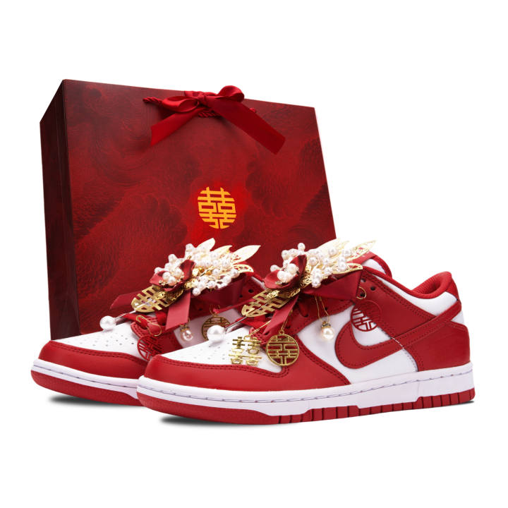 Nike Nike Dunk Feng And Ming LD Leather Low top Skateboard Shoes Unisex Red