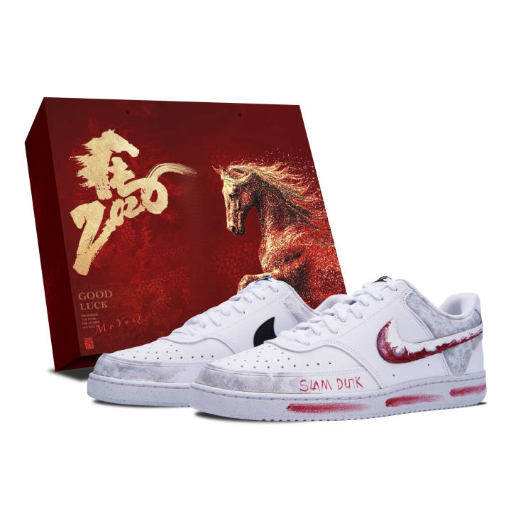 Nike Nike Court Vision 1 Full Power LD Leather Abrasion Resistant Slip Resistant Low top Skateboard Shoes Unisex White Red