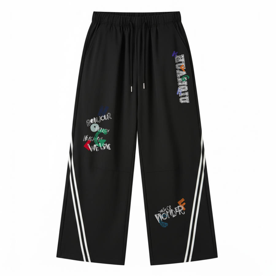 HUANQIU Casual Pants Unisex Thickened Wide Leg Pants