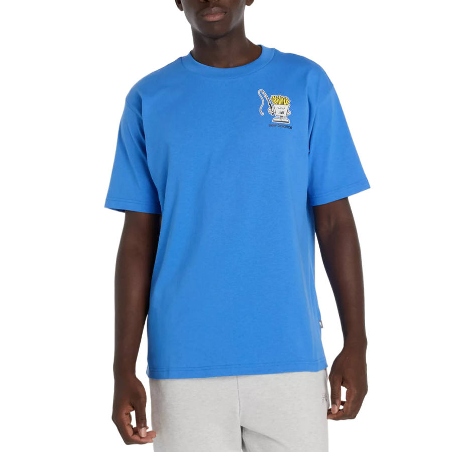 New Balance New Balance T Shirts Men's Kingfisher Blue Crew Neck Moderate