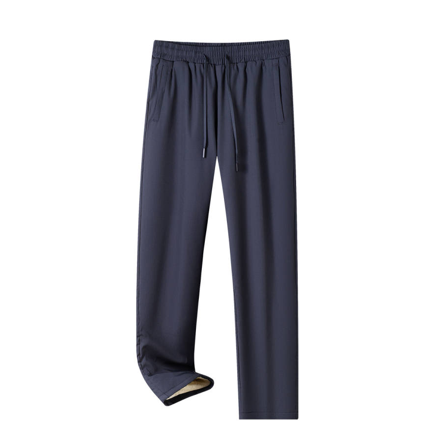 Hodo Casual Pants Men's Thickened And Fleece Lined Straight Fit Pants