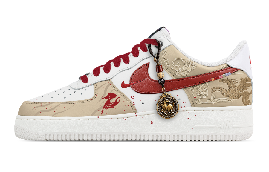 Nike Nike Air Force 1 Golden Saddle Ride Breathable Low top Skateboard Shoes Men's Brown White